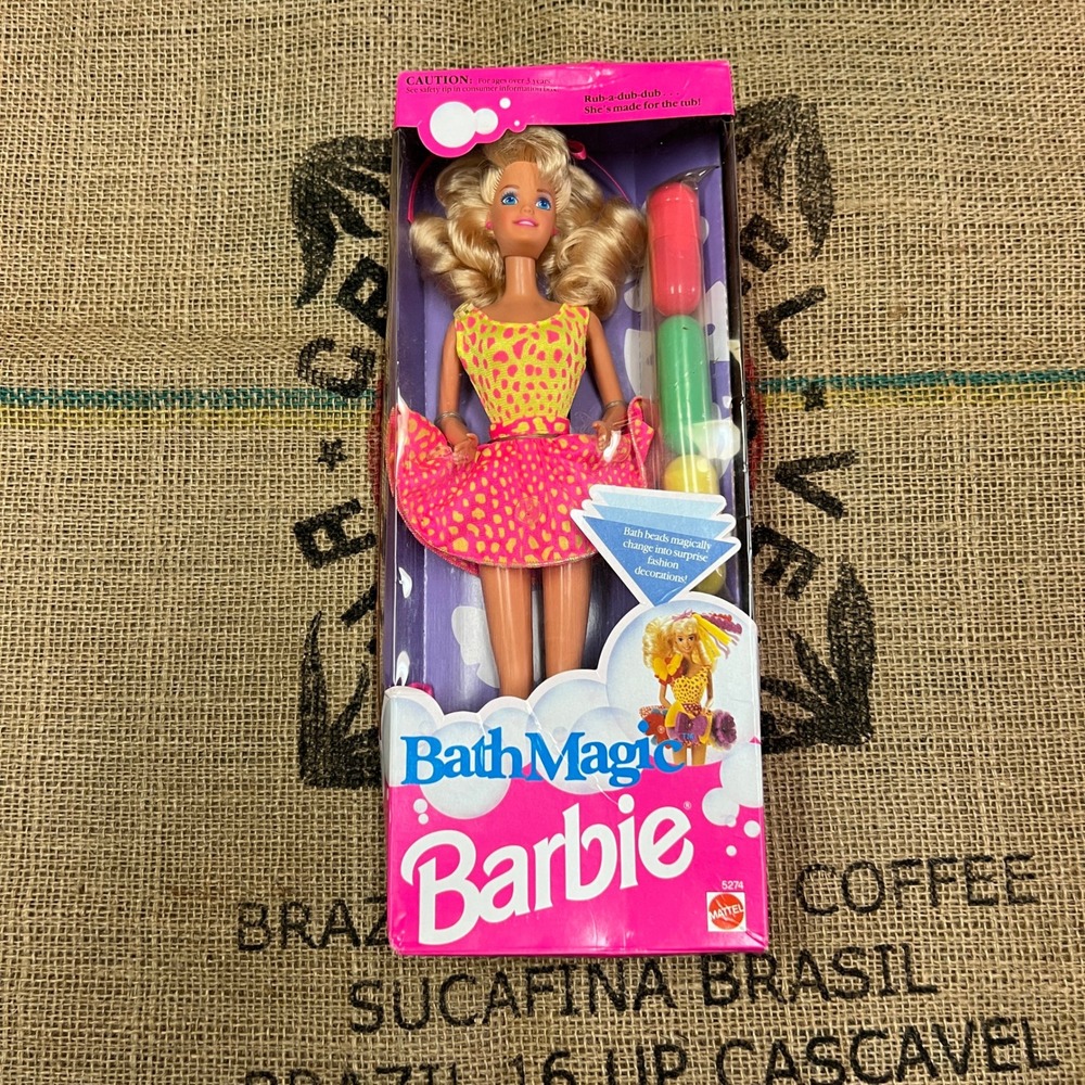 Vintage 1991 Bath Magic Barbie Doll NRFB Mattel Toy with Bath Beads Outfit 12.5"